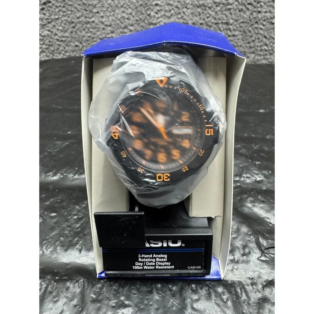 Casio MRW200H-4BV Analog Watch Orange Dial Black Resin Band Unisex - Open Box